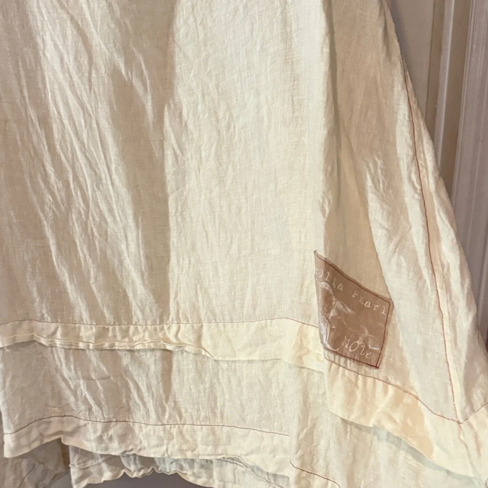 Vintage Magnolia Pearl sheer linen Cream Long Sleeve Dress - Picture 7 of 10